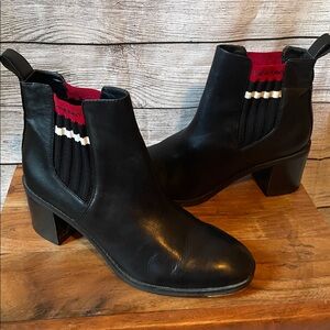 Calvin Klein Leather Booties with Knit Inset